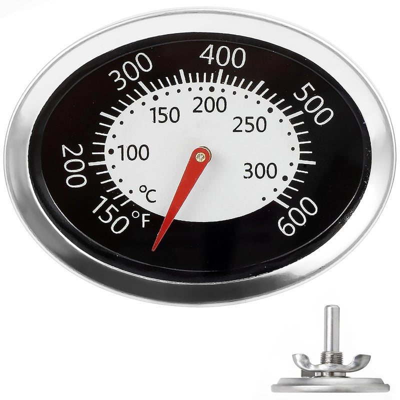 DELSbbq 60070 Grill Thermometer for Weber Q120 Q220 Q1200 Q2200, Oval Q Temp Gauge Accessories, Accurate BBQ Temperature Gauge with Tab, Replacement Parts for Weber 51010001 54060301 51040001 51080001 566001 - Image 1